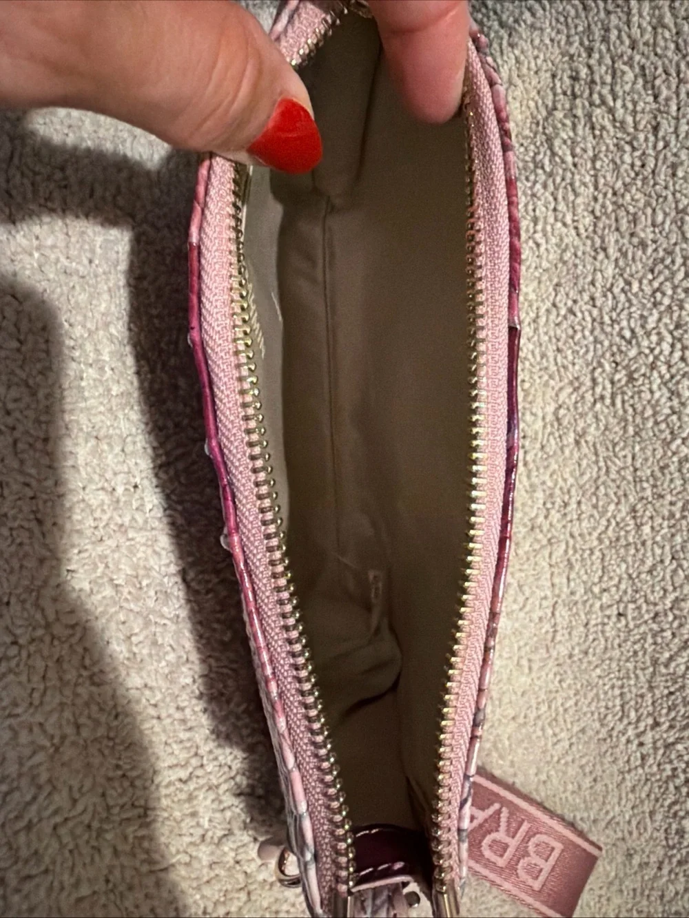 Brahmin Ombre Pink Croc-Embossed Wristlet